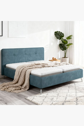 Polsterbett Blau 160x200 cm mit Stauraum und Lattenrost